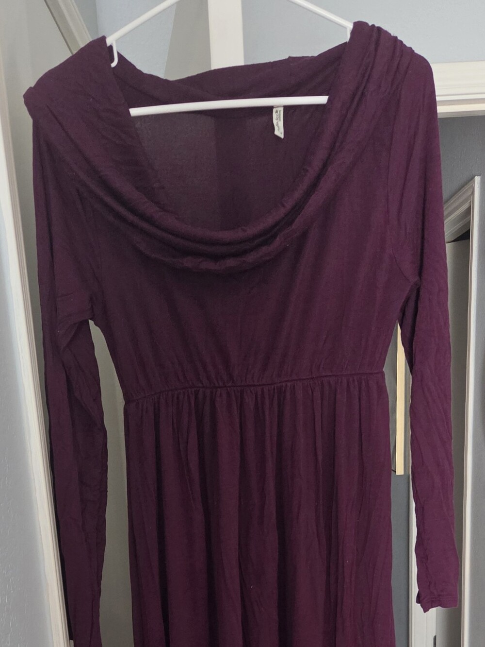 Motherhood Maternity Long Sleeve Cowl Neck Dress in Plum